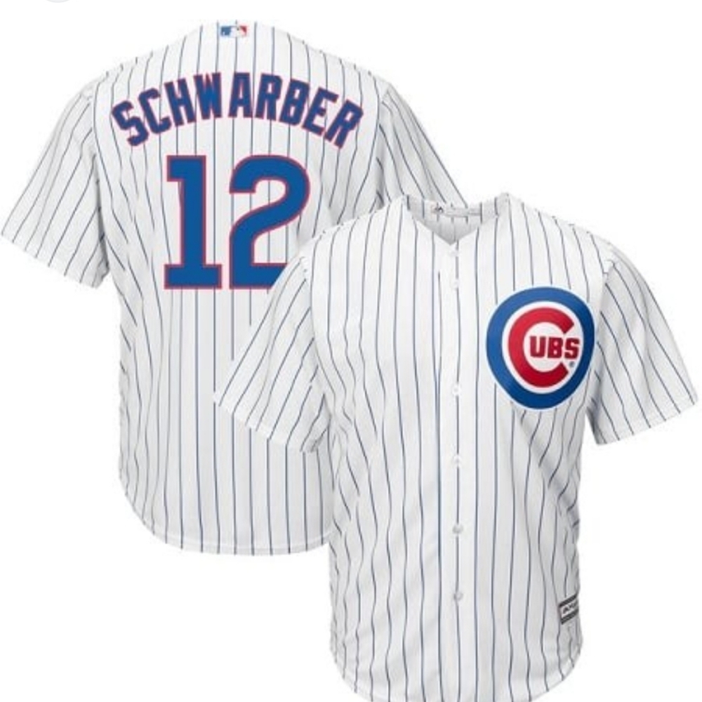 Kyle Schwarber#12 CHICAGO CUBS Pin Stripe Jersey Sz Sm 8